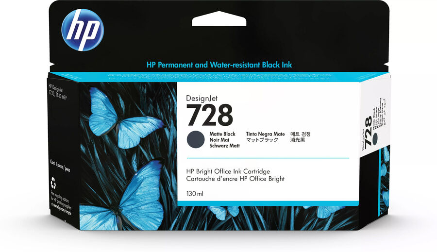 HP 728 3WX25A Mat Siyah Orijinal Kartuş 130 ml.
